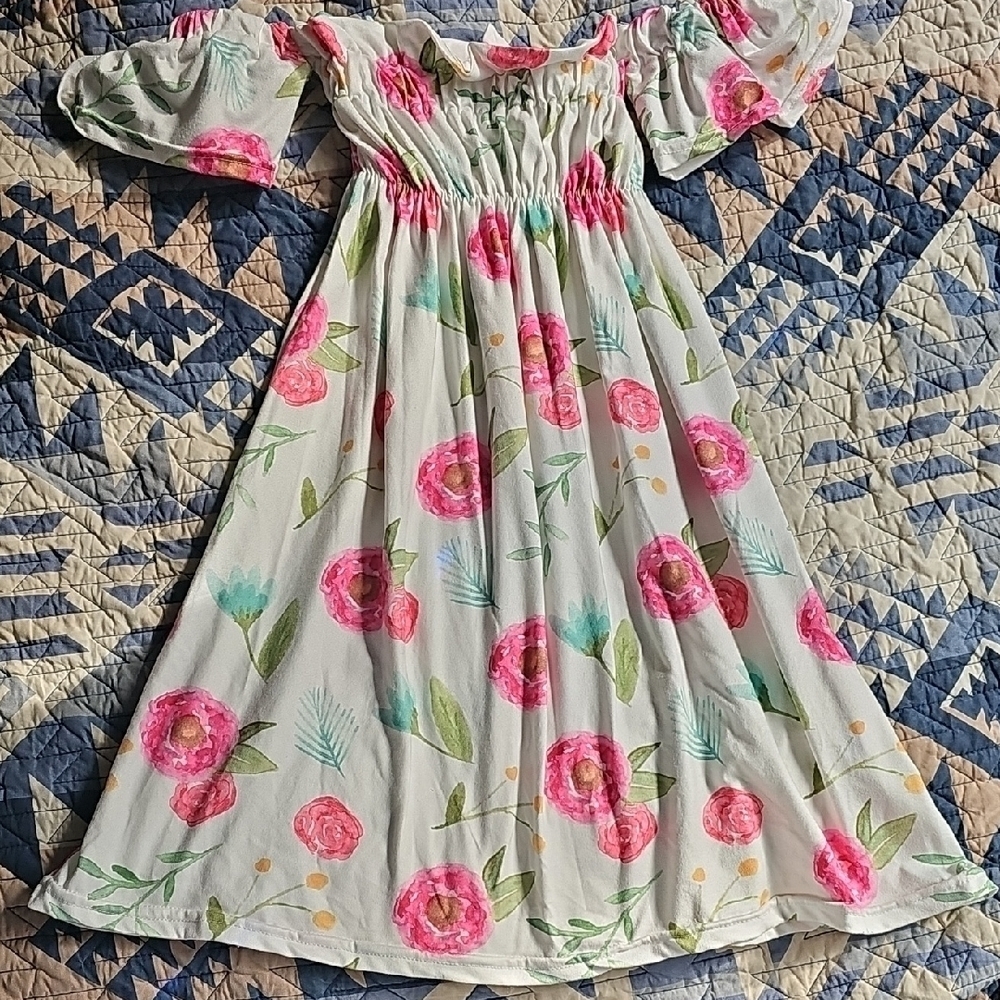 Charming Pink Floral Kids Dress